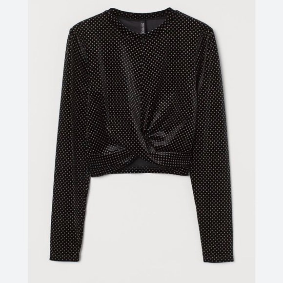 H&M Glittery Long Sleeve Cropped Top - Picture 2 of 8